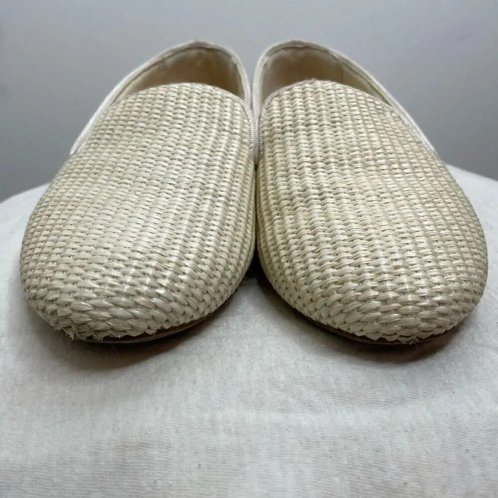 Birdies Starling Loafers Natural Beige White Size 7 Woven Slip On Woven Flat